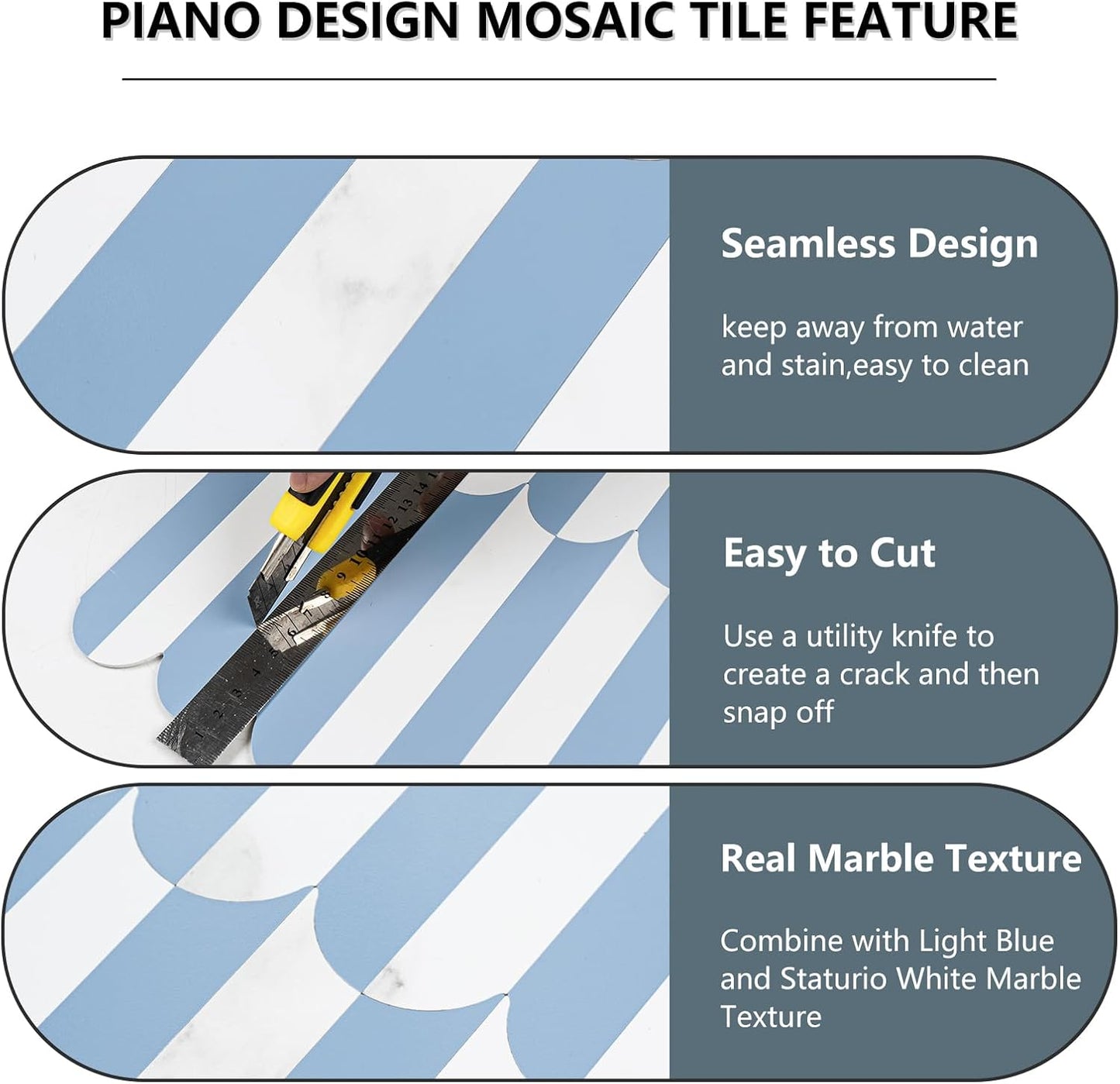 Vamos Peel and Stick Backsplash Seamless Tile for Kitchen and Bathroom,White and Beige Slate PVC Mixed Light Gold Self Adhesive Fish Scale Metal Mosaic Tiles (10 Sheets)