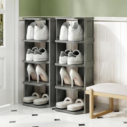 Kitstorack 8-Tier Vertical Plastic Shoe Rack, Freestanding Stackable Storage Organizer for Small Closets and Tight Spaces