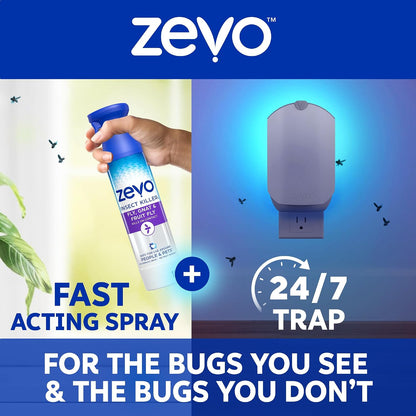 Zevo Flying Insect Killer Spray - Fruit Fly, Gnat, Fly & Mosquito Bug Spray for Home Use with Rosemary & Cornmint Oil - Indoor & Outdoor Use (3 Bottles)