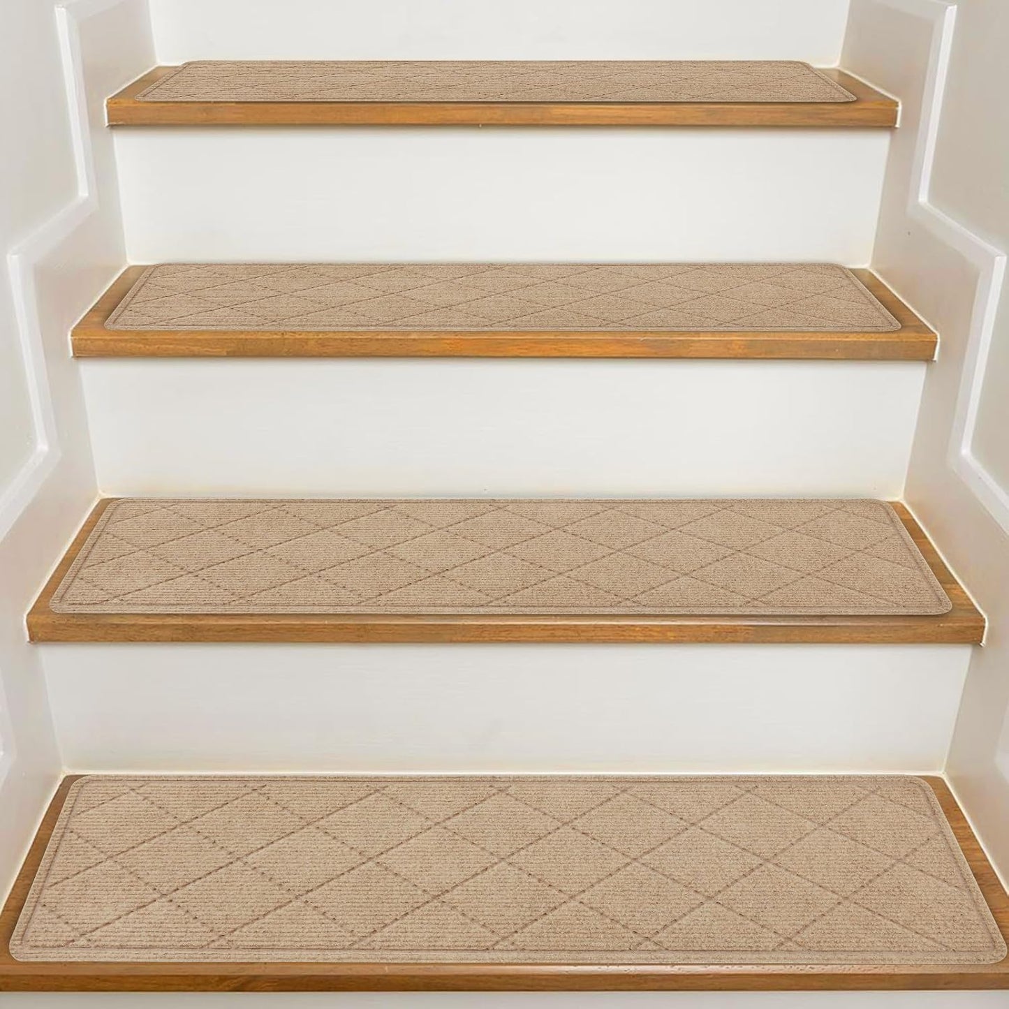 KOOTETA Stair Treads for Wooden Steps Indoor, 15 Pack 8" X 30" Non Slip Carpet Stair Treads with Reusable Adhesive for Kids Elders and Dogs, Surface Polyester TPR Backing Stair Runner Rugs, Dark Grey