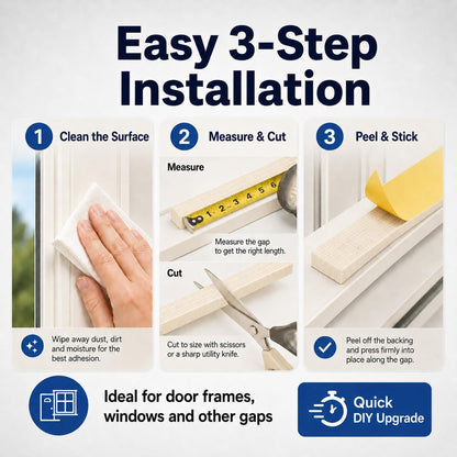 33FT EVA Foam Weather Stripping Door Seal, Self-Adhesive Weatherstrip Tape for Door Frame, Window Gaps, Soundproof Insulation