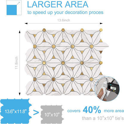 Peel and Stick Backsplash Tile, 10 Sheets Waterproof PVC Wall Tiles for Kitchen Bathroom, Thick Self Adhesive Stick on Backsplash, Covers 9.67 Sq.Ft