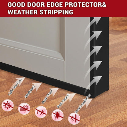 Slimline Cabinet Door Edge Protector, 3/4" Self Adhesive Peel and Stick Rubber Edge Guards, Flexible U Shaped Strips for Kitchen & Garbage Drawer Fronts, Edge Trims for Desks and Shelfves, Black, 10Ft