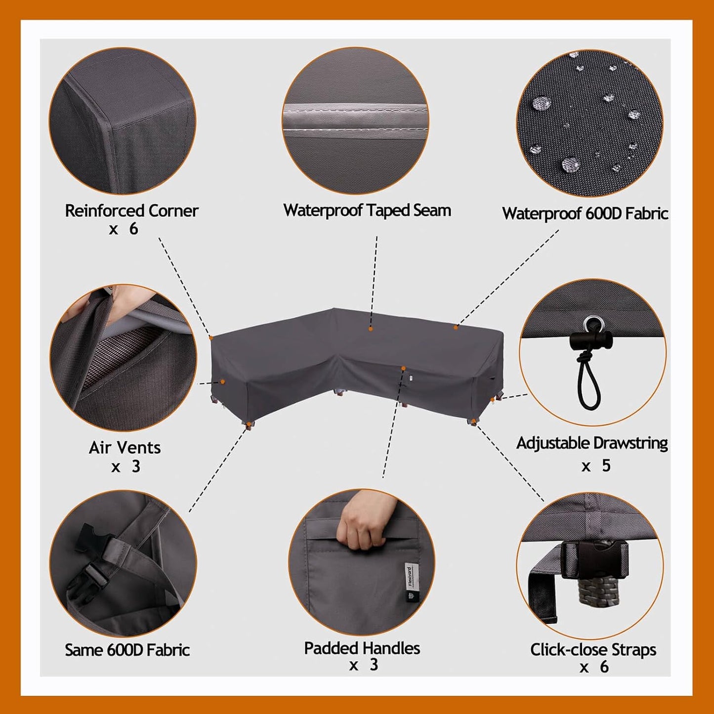 Patio Deck Box Cover, 63x30 Inch Fire Pit Covers with Straps and Handles, Waterproof Heavy Duty Outdoor Furniture Winter Cover for Keter, Suncast, Lifetime Container