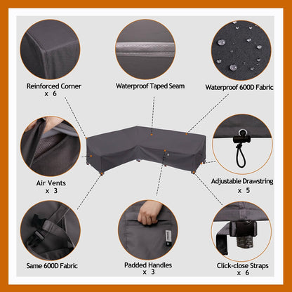 Patio Deck Box Cover, 63x30 Inch Fire Pit Covers with Straps and Handles, Waterproof Heavy Duty Outdoor Furniture Winter Cover for Keter, Suncast, Lifetime Container