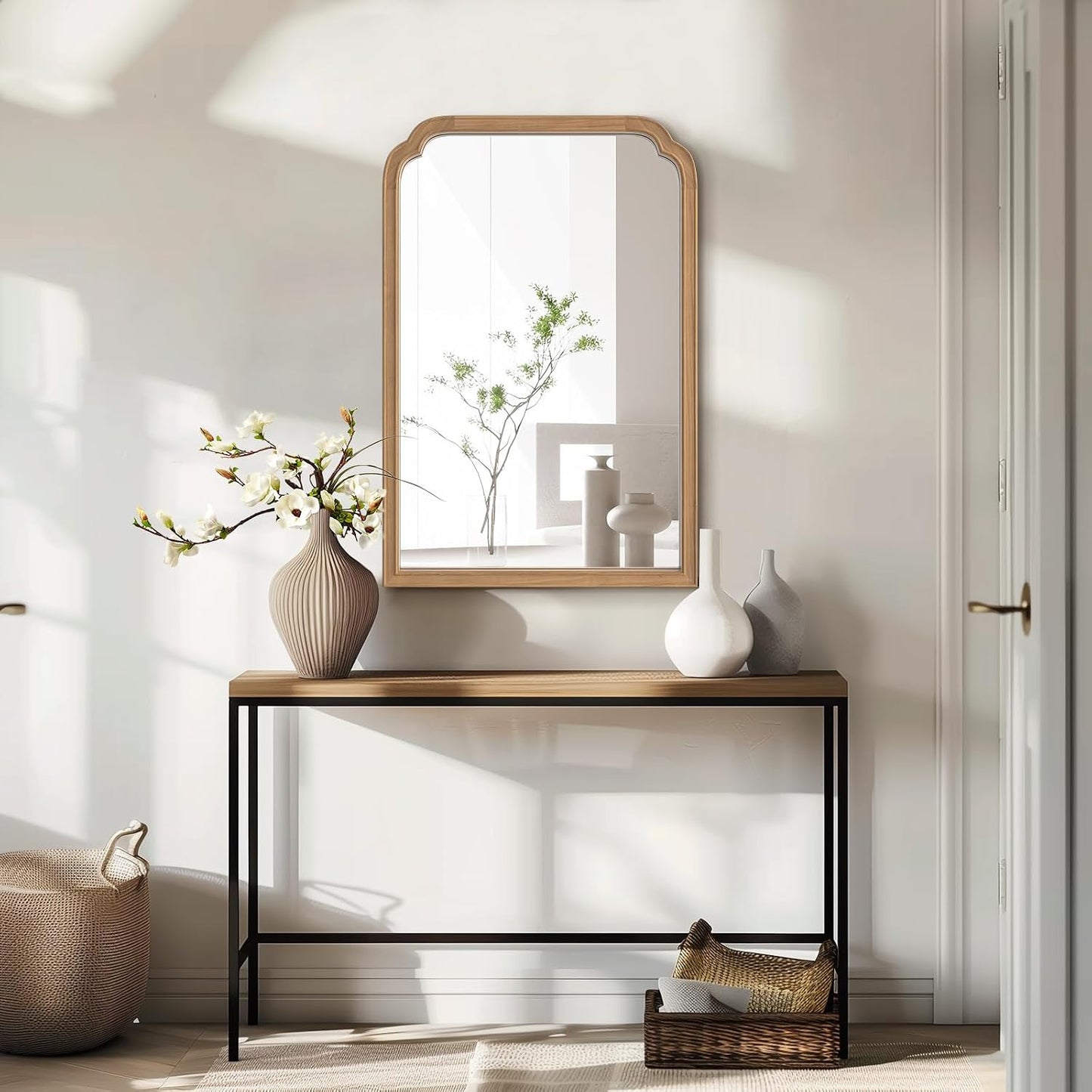 WallBeyond Full Length Mirror Wall Mounted 65"x22", Rustic Wooden Frame Floor Mirror, Large Full Body Mirror for Bedroom, Leaning or Hanging Against Wall, Natural