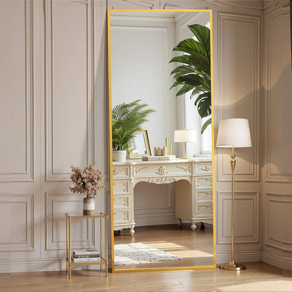 OLIXIS 64"x 21.5" Arched Mirror Full Length, Full Body Mirror with Stand, Hanging or Leaning for Wall, Floor Standing with Shatter-Proof Glass for Bedroom, Living Room, Long, Black