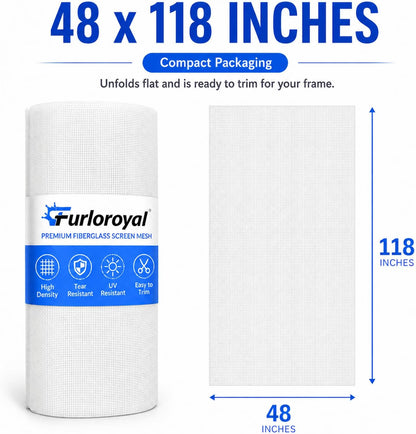 48" x 118" Window Screen Replacement Mesh, Black Fiberglass Screen for Window & Screen Door Repair, Durable High Visibility Mesh for Patio, Sliding Door & Window Screens