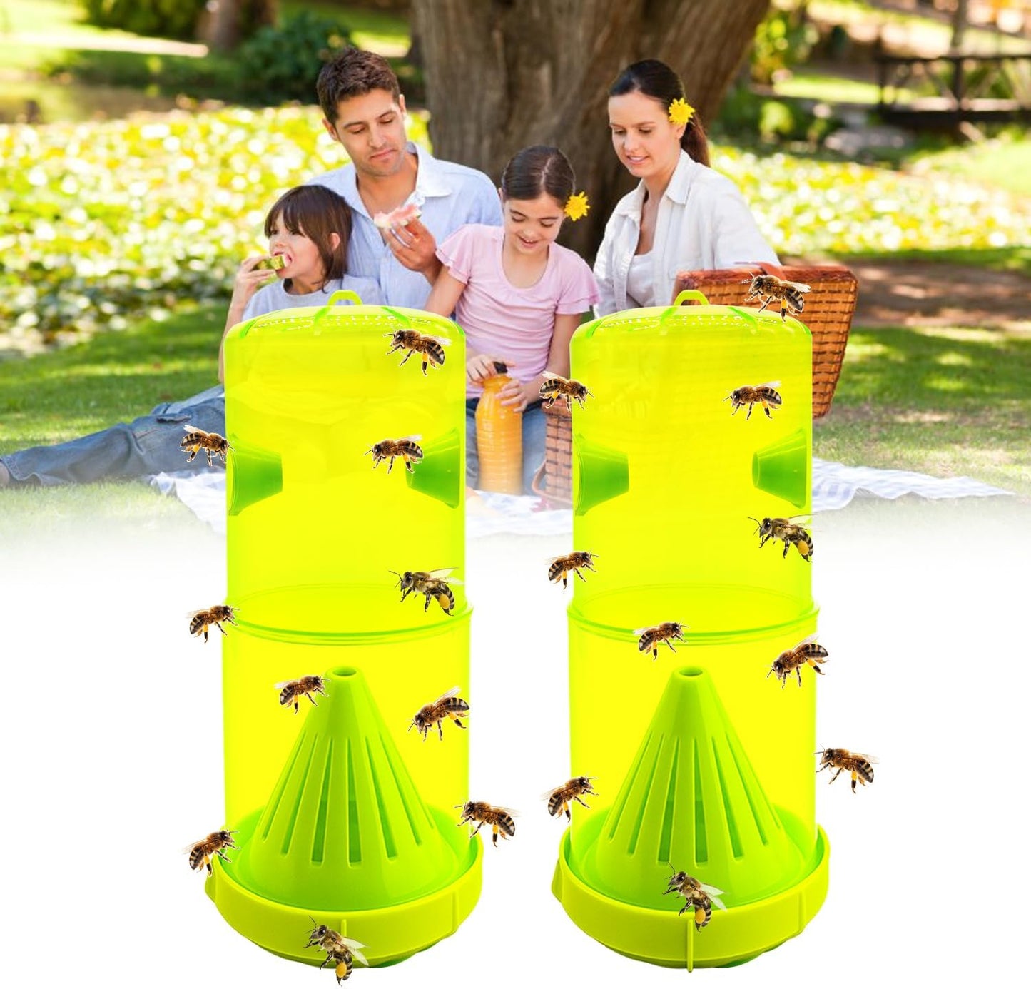 2 Pack Wasp Traps Outdoor Hanging, Carpenter Bee Traps for Outside Yellow Jacket Trap Hornet Trap Wasp Catchers Killer