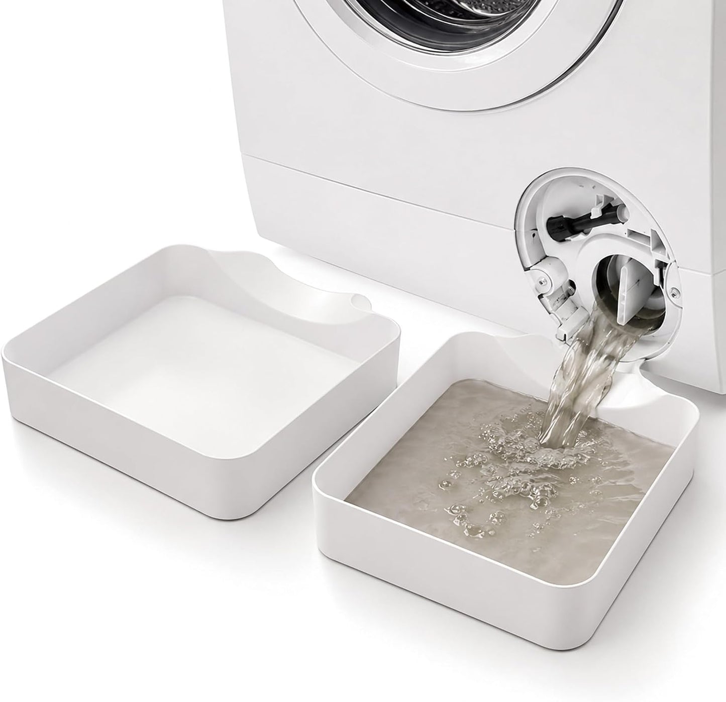 2027 Universal Front-Load Washing Machine Drain Pan - Washing Machine Drainage Tray for Basements, Apartments, Garages, Rentals, Easy Installation (Gray)