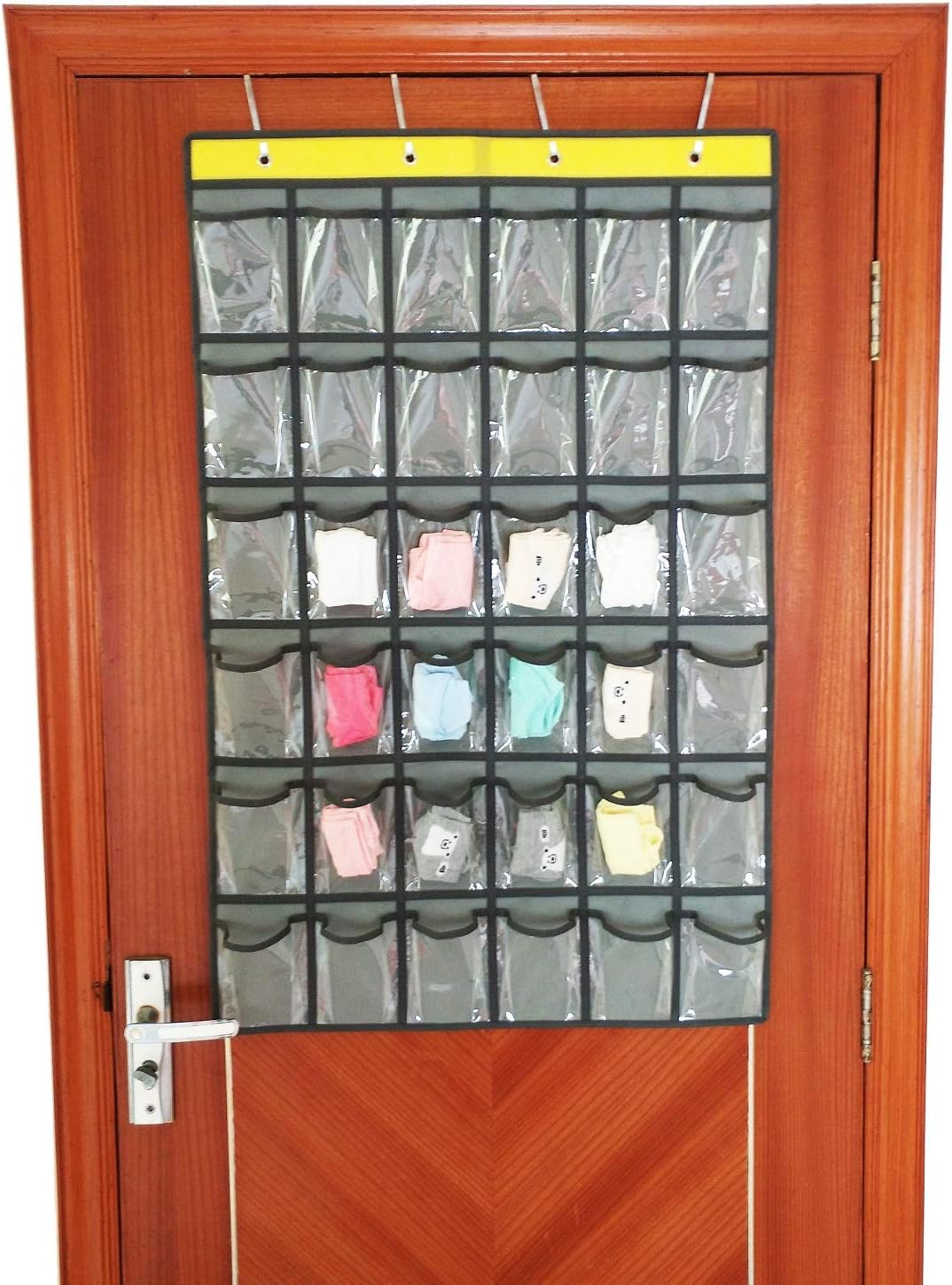 NIMES Hanging Closet Underwear Sock Jewelry Storage Over The Door Classroom Cell Phone Calculator Organizer 36 Clear Pockets (Purple)