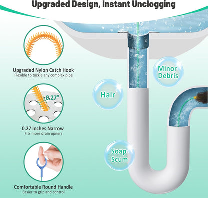 Reusable Drain Snake Hair Drain Clog Remover 30 Inch, 2026 Upgraded Sink Snake Drain Hair Removal Tool, Anti-Break Metal Shower Snake Drain Cleaner to Unclog Bathroom Sink, Tub, Shower Pipe(5 Pack)