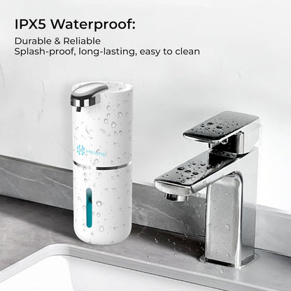 Automatic Touchless Foam Soap Dispenser - USB-C Rechargeable Foaming Soap Pump, IPX5 Waterproof for Bathroom & Kitchen, 12.8oz, Wall Mount or Countertop (Black)