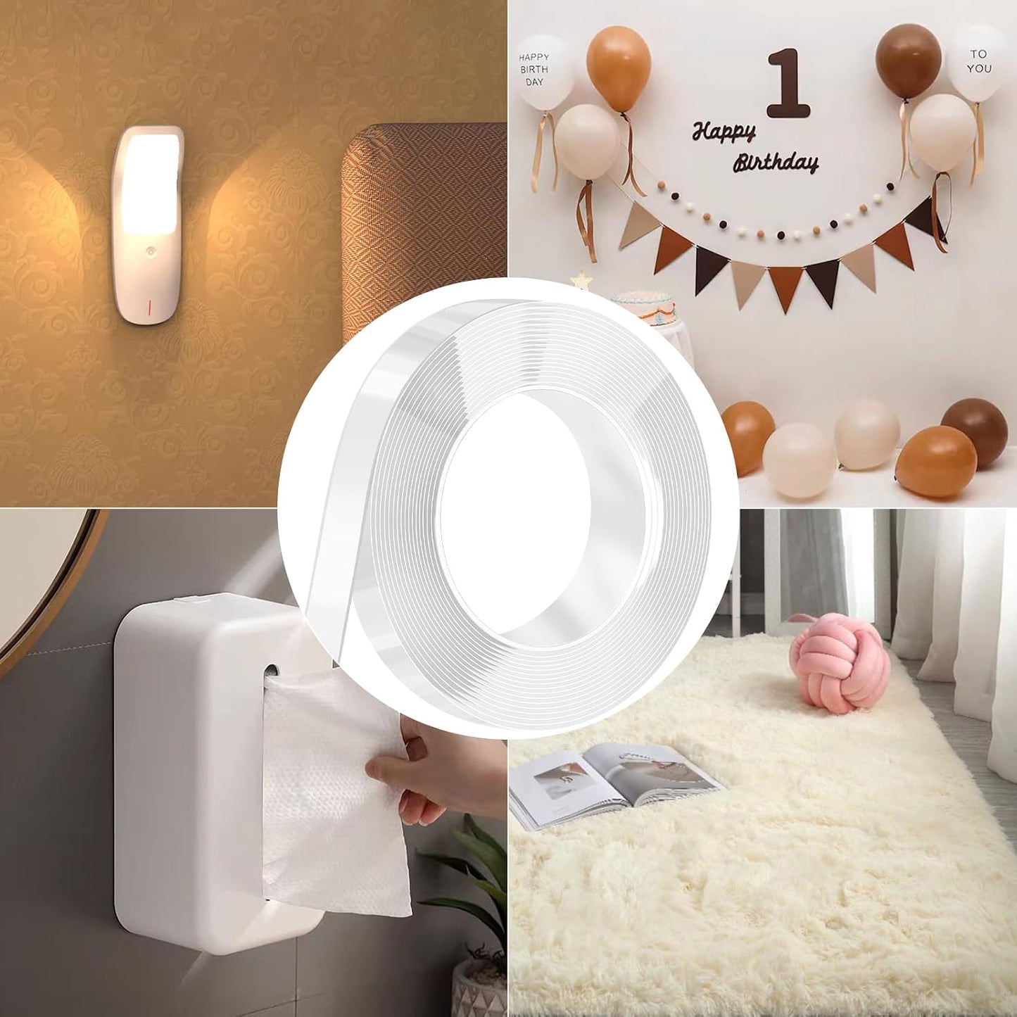 Nano Strong Mounting Adhesive Tape Double Sided Tape Heavy Duty Removable Clear Two Sided Double Stick Wall Tape 1/2in*10ft