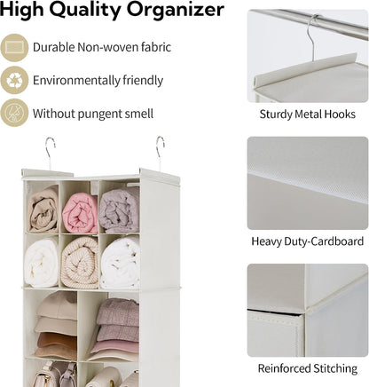 GRANNY SAYS Hanging Closet Organizer 6 Shelves, Closet Organizers and Storage with 5 Drawers, 6 Side Pockets Closet Hanging Organizer, Hanging Storage Organizer for Closet, Baby Clothes, Gray