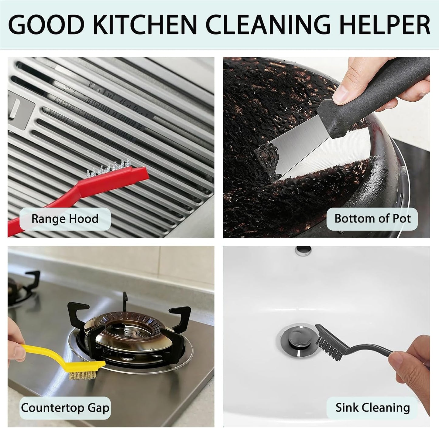 Crevice Cleaning Brush Set, Multi-Purpose Hard Bristle Brushes for Deep Cleaning Kitchen, Bathroom, Grout, Sink, Cup, Teapot, Bottle, Blender, Corners, Tight Spaces & More (12)