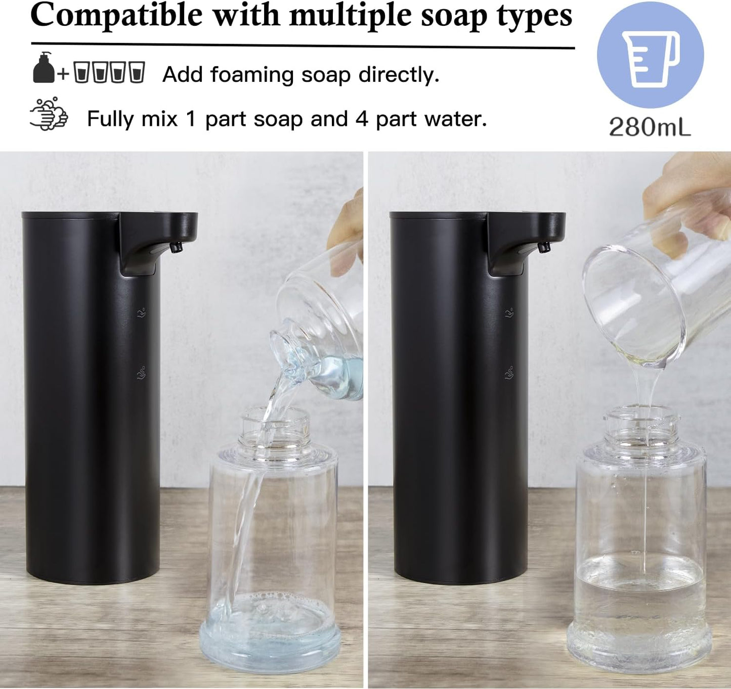 LAOPAO Automatic Soap Dispenser Foaming: Rechargeable Touchless Soap Dispenser Stainless Steel Foam Soap Dispenser for Bathroom Hand Soap Pump for Kitchen Xmas Gift, 9oz, White