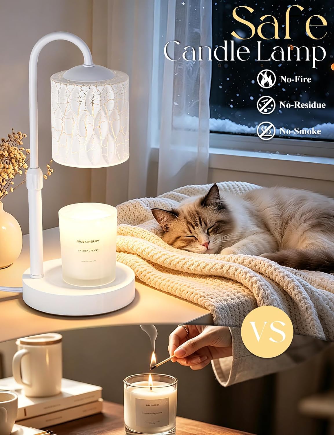 Briever Dimmable Candle Warmer Lamp with Timer, Height Adjustable Electric Candle Wax Warmer, Christmas Birthday Gifts for Women Mom, House Warming Gifts New Home Room Decor, Walnut Solid Wood Base