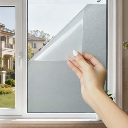 Frosted Window Film, Removable Glass Door Privacy Film, Suitable for Bathrooms, Offices, Static Cling Decorative Film, Reusable Window Stickers (Pure, 17.5X78.7 Inch)