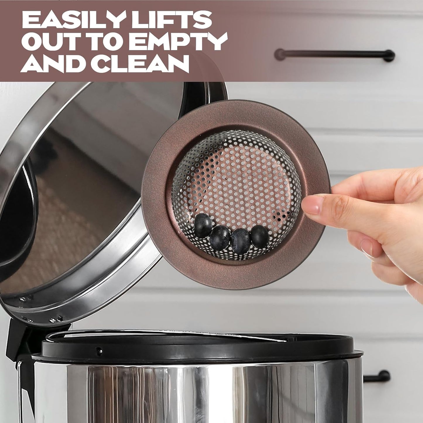Retisee 2 Pcs Sink Strainer Stainless Steel Kitchen Sink Drain Strainer Basket Cover Mesh Hair Food Catcher, Large Wide Rim of 4.4 Diameter(Brushed Silver)