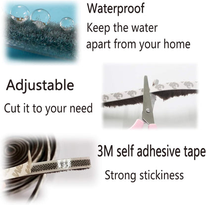 Self-Adhesive Pile Weather Stripping Seal for Sliding Windows and Door Frames, 16.5ft x 11/32 inch, Grey