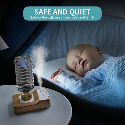 Travel Humidifier, Portable Small Humidifier for Plants, Bedroom, Office, Hotel or Car, Battery Operated Mini Cool Mist Humidifiers, Quiet 23dB, Auto-off, Night Light & BPA-Free, White