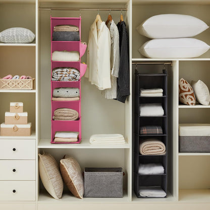 YOUDENOVA Hanging Closet Organizer, 6-Shelf Closet Hanging Storage Shelves, 2 Packs, Grey