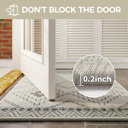 Door Mat 17"x30",Door Mat Indoor Entrance Dirt Resistant and Absorbent Non-Slip Rubber Backing Front Door Mats Washable Low-Profile Indoor Mats for Entryway, Inside Entrance Easy Clean Gray