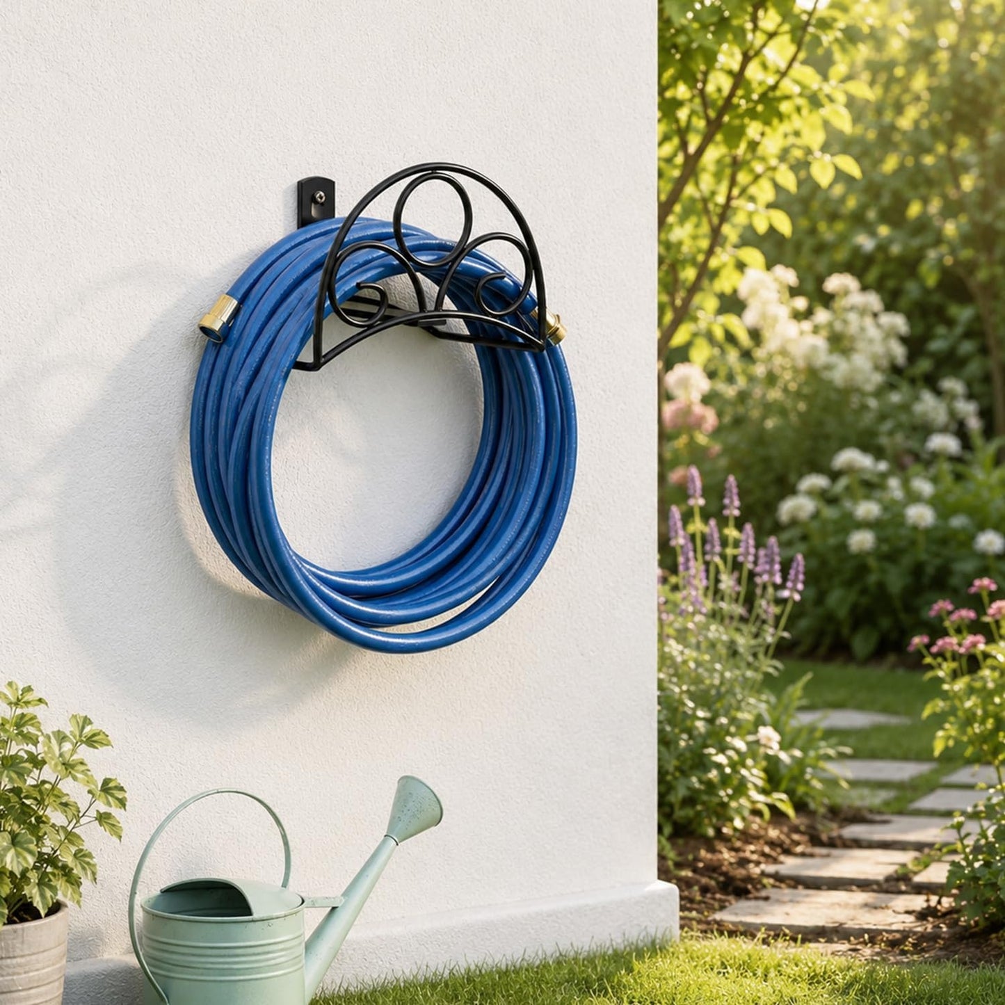 Metal Garden Hose Holder Wall Mounted Water White Hose Holder for Water Hose Extension Cords