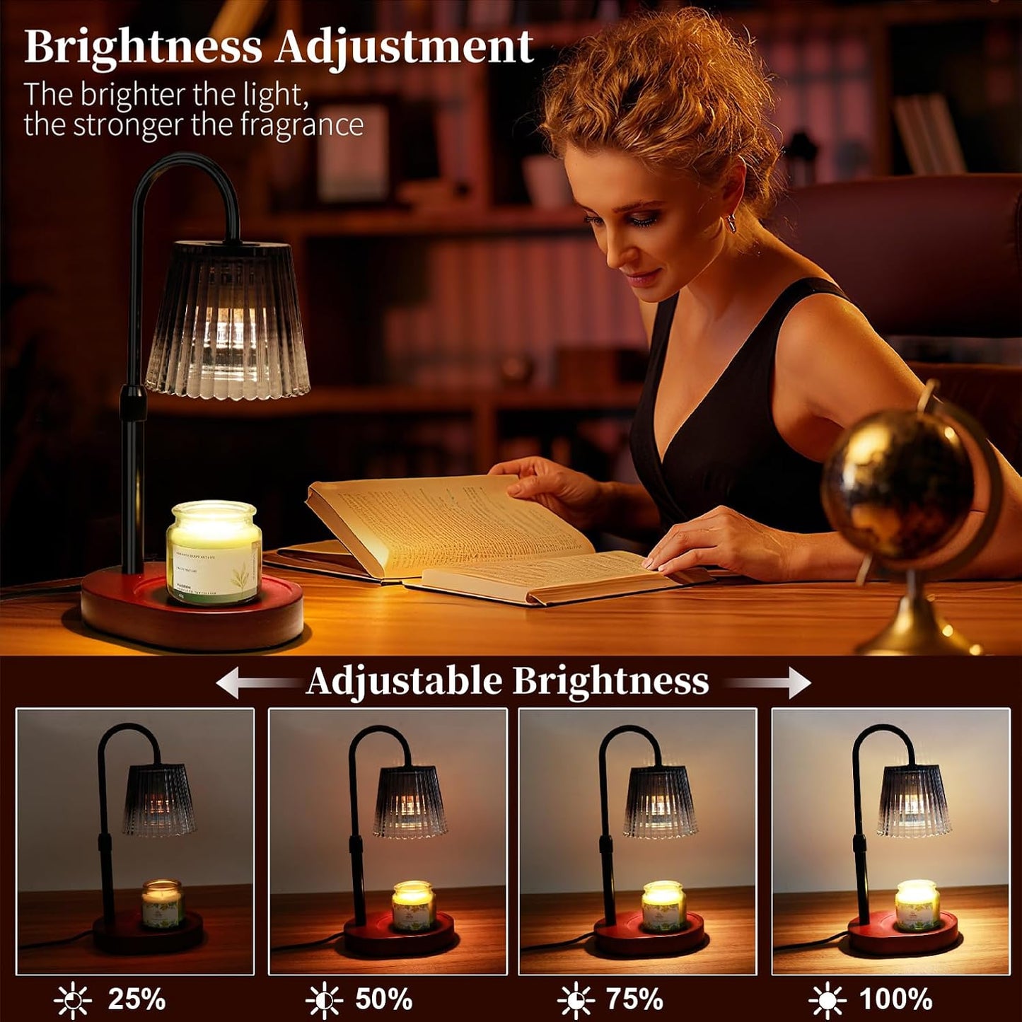 Candle Warmer Lamp with Timer Dimmer - Home Decor, Gifts for Mom Women Friend Sister -Wax Melt Warmer,Adjustable Height with 2 Bulbs