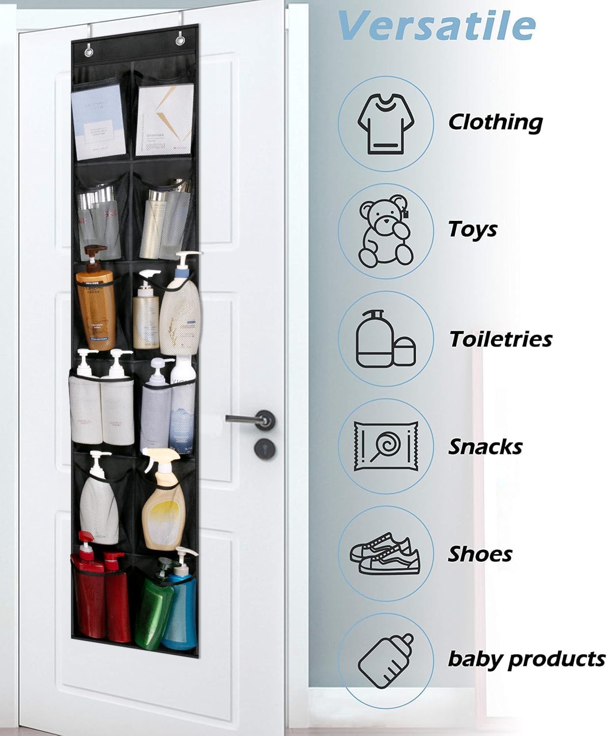MISSLO Over The Door Shoe Organizer 12 Large Mesh Pockets Hanging Narrow Closet Door, White, 2 Pack