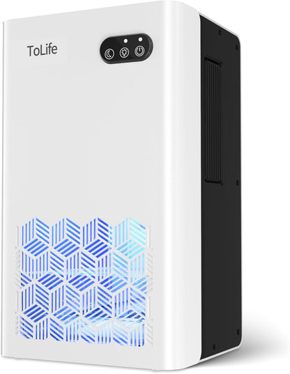 ToLife Dehumidifier for Home 95 OZ Water Tank, 1000 sq.ft Dehumidifiers for Basement Bedroom Bathroom with Auto Shut Off 7 Colors LED Light, Grey
