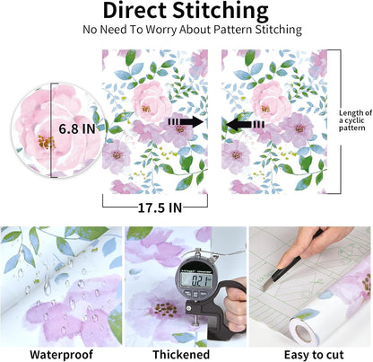 Removable Peel and Stick Wallpaper Boho 17.5 x 118 in Floral for Bedroom Bathroom Easy Peel Off Stick on Wallpaper Contact Paper Renter Friendly Wall Paper