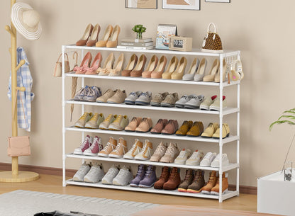 LUKYTOWER Extra Long Shoe Rack 2 Tier Shoe Storage Organizer Wide Stackable Shoe Organizer Racks for Closet Entryway,Shoe Shelf Stand Sturdy Durable Shoes Rack Holder Save Space