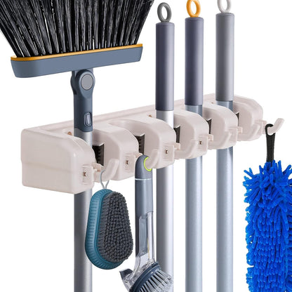 HYRIXDIRECT Broom Hanger Wall Mount, Broom and Mop Organizer Wall Hanging for Garage and Laundry Room