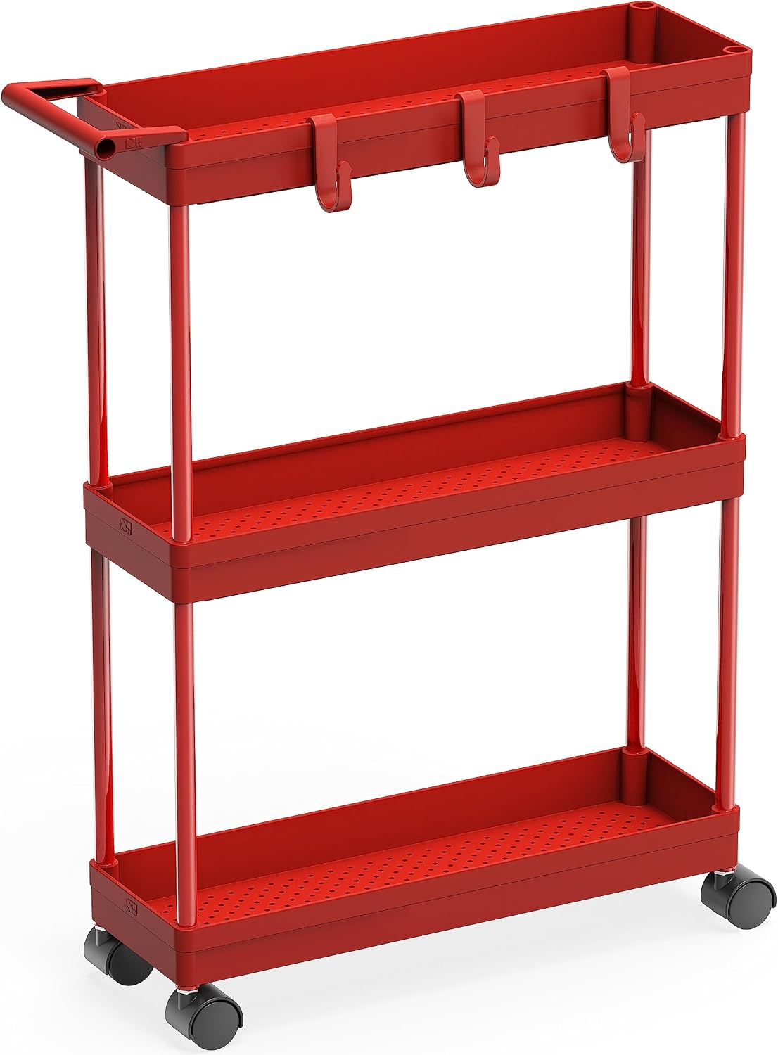 Simple Houseware 3-Tier Slim Rolling Cart w/Handle 5.5" Wx27.5 H, Turquoise | Storage Cart for Narrow Space (5.5-Inch Wide) Kitchen, Bathroom, Laundry Room