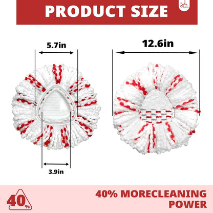 [2026 New Version] Mop Head Replacement - 40% More Cleaning Power, 3 Pack Spin Mop Replacement Head for Easy Wring 1-Tank System, Easy Cleaning, Microfiber and Machine Washable