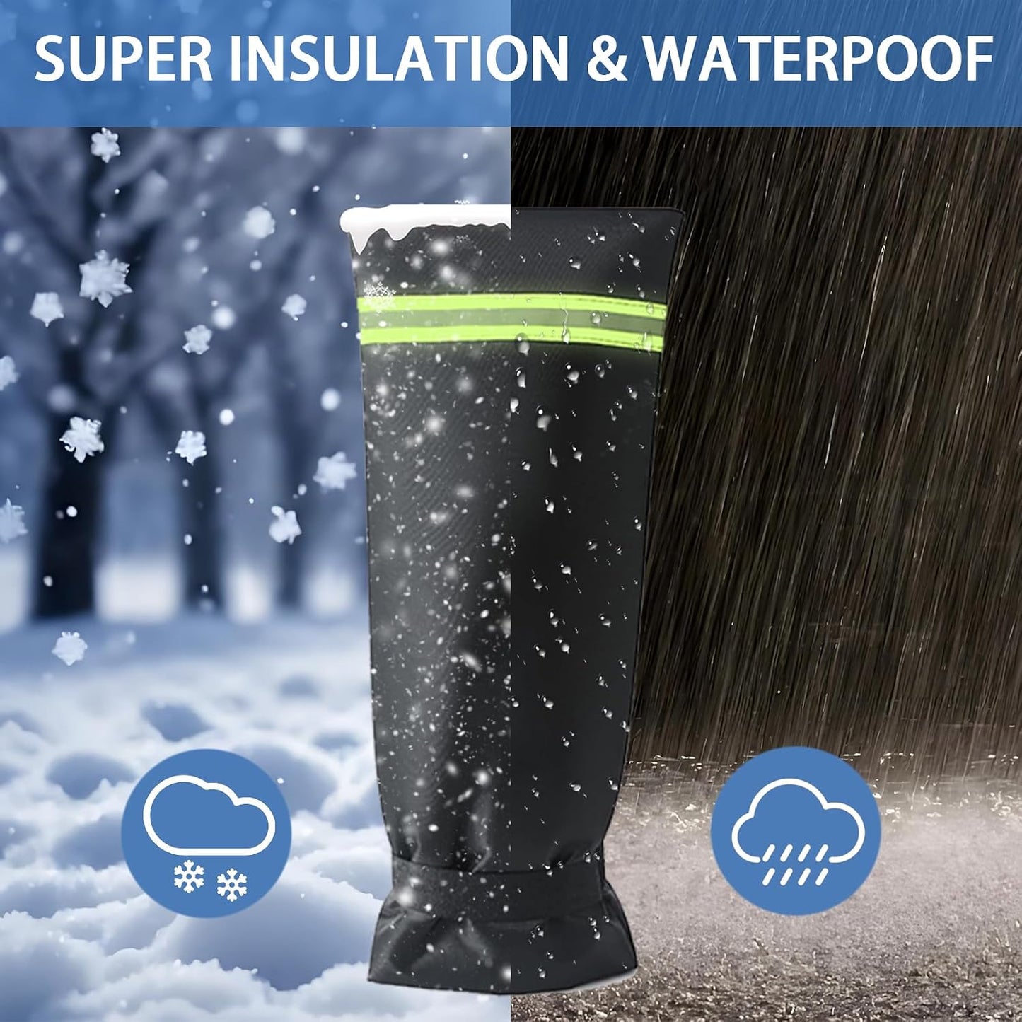 Outdoor Faucet Covers for Winter with Reflective Strips,Velcro Thickened Anti-Freeze Outdoor Tap Cover,Reusable Spigot Cover for Winter Freeze Protection Anti-Rust（17.7 * 7.1inch） 1pcs