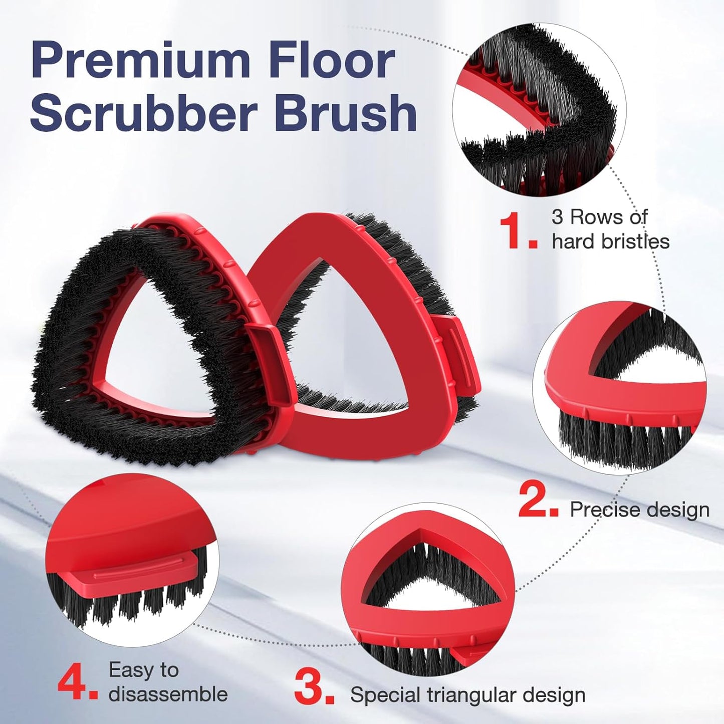 2 Pack 1-Tank Spin Mop Scrub Brush Head Replacement for O Ceda EasyWring 1-Tank System(Red), Hard Bristle Scrubber Brush for Floor Cleaning Accessories (Not Fit for RinseClean 2-Tank)