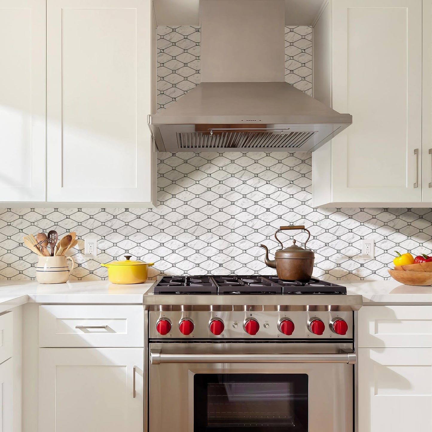 STICKGOO 10 Sheets Peel and Stick Backsplash, Polished Dolomite PVC Mixed Metal Gold Kitchen Backsplash, Stick on Backsplash Wall Tiles for Kitchen, Bathroom, RV