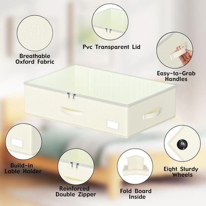 EE-RoomWorld Under Bed Storage with Wheels, No Assemble Required 5.5 inches height grey under bed storage bins,Low Profile Rolling Underbed Shoe Storage containers，dorm underbed storage drawers