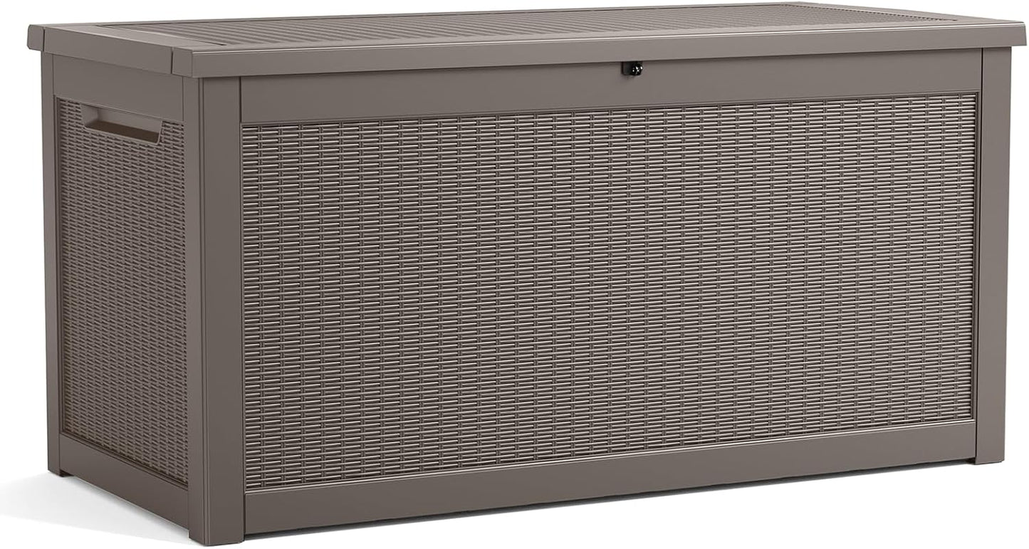 DRATO 35 Gallon Outdoor Storage Box Waterproof, Resin Small Deck Box for Patio Furniture Bench, Pool Garden Tools, Weatherproof Outside Storage Bin for Backyard Porch (Black, 35 Gallon)