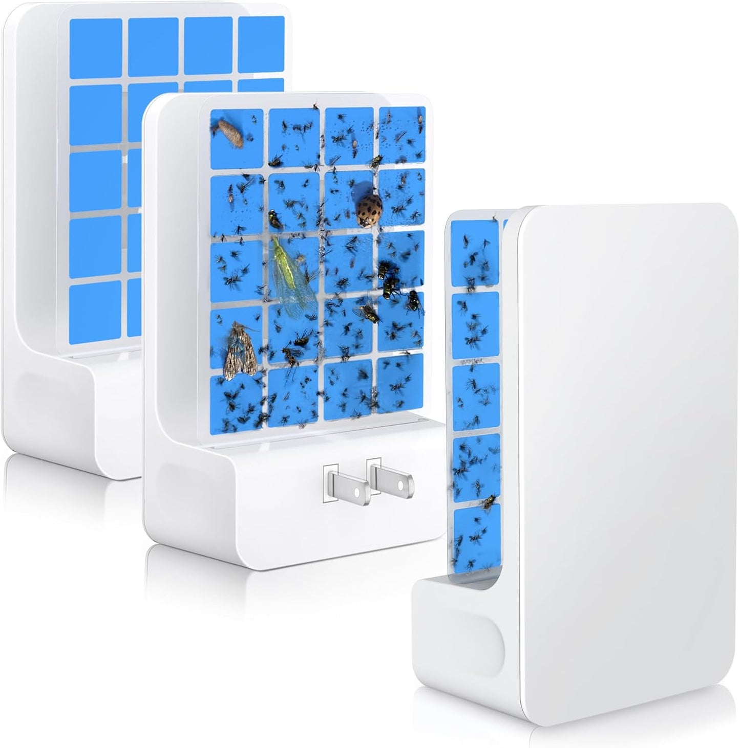 Advanced Double-Sided Indoor Fly Trap for Home, Plug-in Ultra 5-Way UV Light Bug Catcher, Fly & Gnat Killer for House Flies, Gnats, Mosquitoes, Moths, Fruit Fly Traps for Indoors, 1 Trap 4 Refills