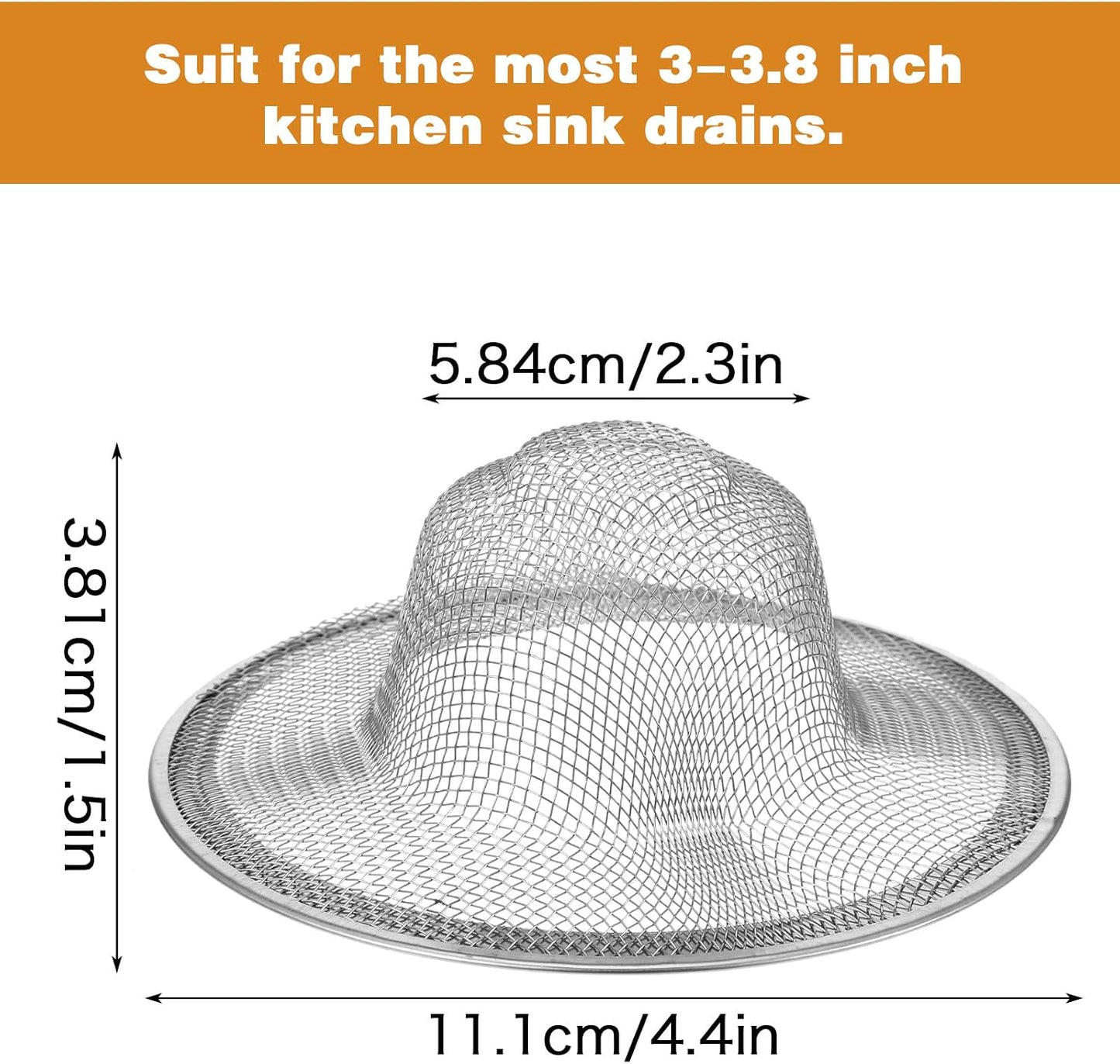 20 Pcs Stainless Steel Sink Strainer, 4.5 Inch Mesh Drain Basket, Universal Silver Kitchen Bathroom Shower Drain Filter Hair Catcher