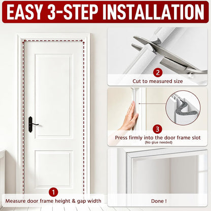 Litaibai 40 ft Kerf Weather Stripping Door Seal for Exterior Doors, White | Press-in kerf seal for grooved door frames is not self-adhesive, replaces worn seals, and helps reduce drafts and energy loss