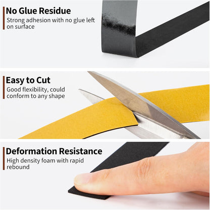 Yotache Self Adhesive Foam Gasket Tape 1/2" W X 1/2" T (New Adhesive Craft) for Doors Soundproofing Weather Seal Strip Insulation, 13 Ft Length