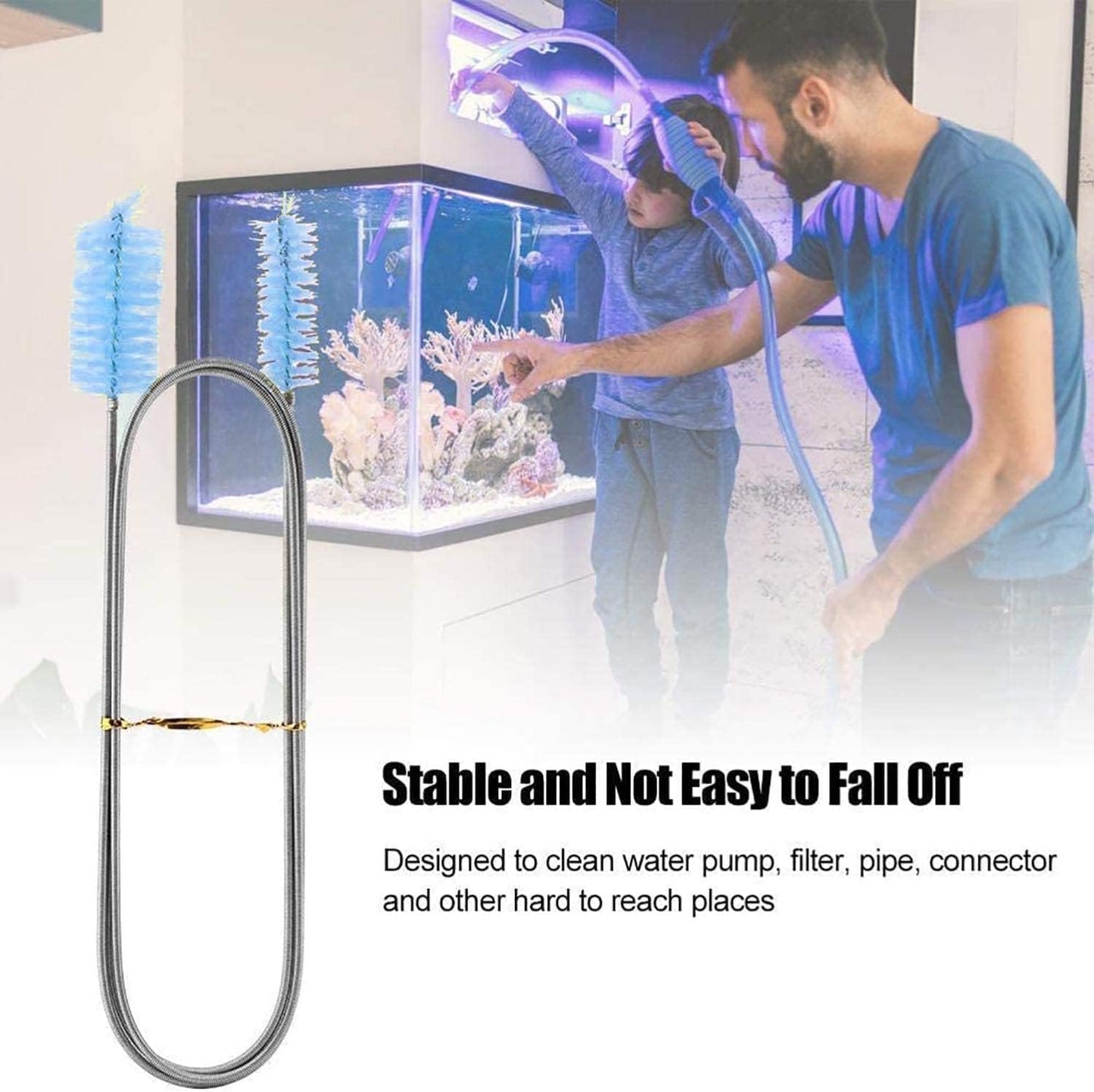 Flexible Straw Drain Brush Line Cleaner - 5 Ft Long Nylon Cleaner Double Ended Elastic Hose Pipe and 3 Pcs 10 Inch Straw Cleaning Brush for Tumbler, Sippy Cup, Bottle and Tube