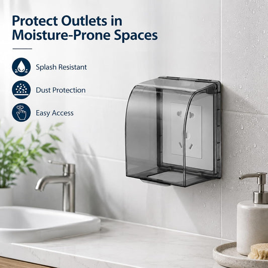 jojofuny Waterproof Outlet Cover for 86-Type Switches and Sockets, Smoky Transparent Deep 3D Plug Guard, Splash Dust Moisture Protector for Bathroom Kitchen Laundry Covered Patio, Adhesive Mount