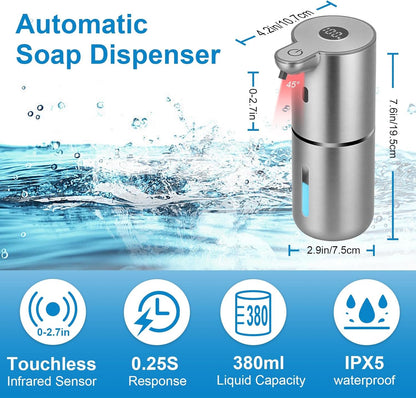 OHIFAST Automatic Foaming Soap Dispenser Touchless, USB Rechargeable Smart Hand Soap Dispenser, 6-Level Adjustable, 12.8oz/380mL Wall Mounted for Bathroom Kitchen Dish Soap-White