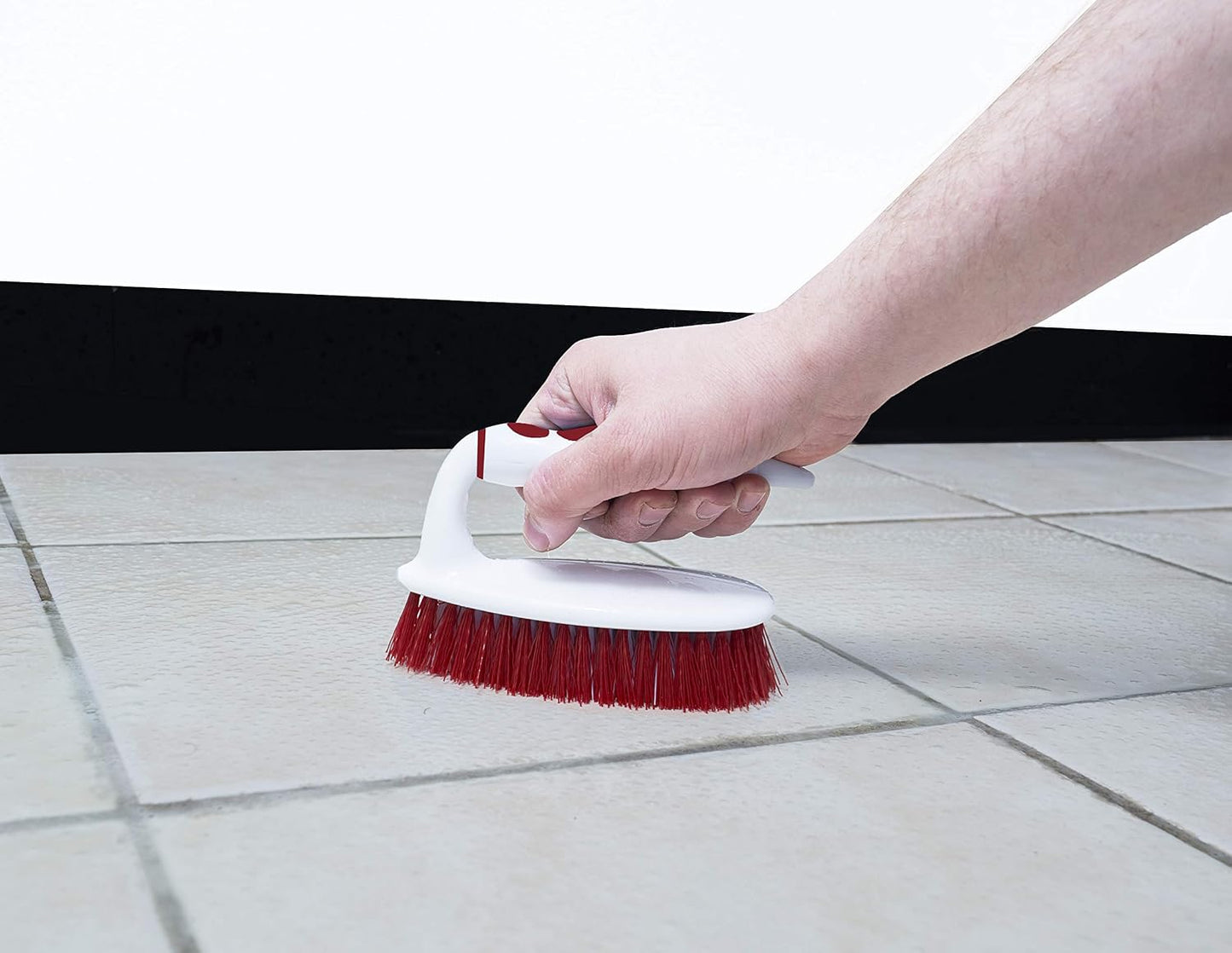 Superio Cleaning Scrub Brush with Stiff Bristles and Comfort Grip Handle,Red 2 Pack Heavy-Duty Household Utility Scrubber for Kitchen, Bathroom, Shower, Sink, Toilet